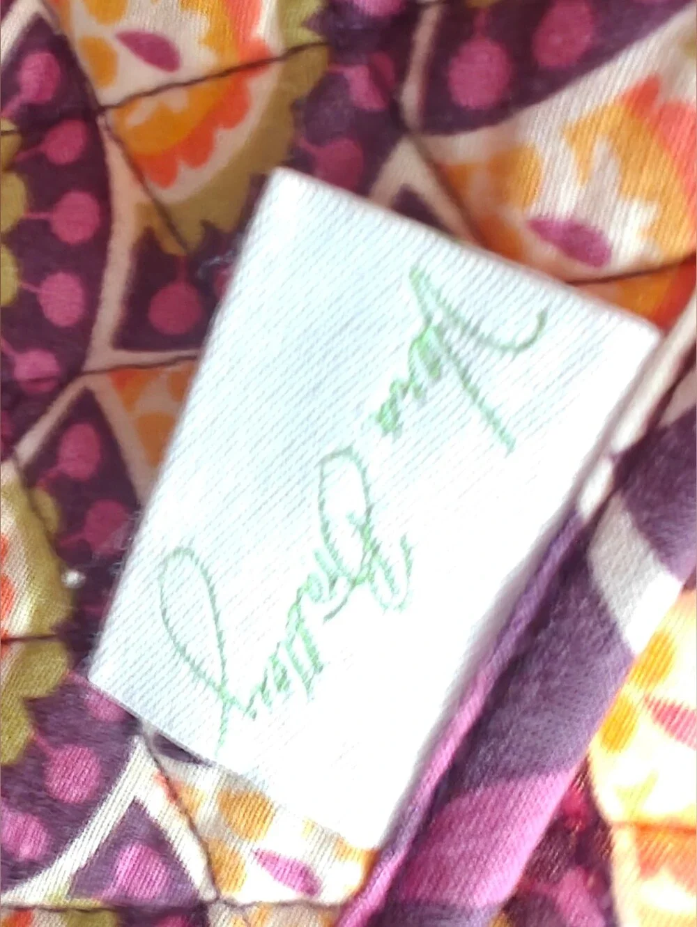 Quilted Cotton Tote Bag Vera Bradley Purple Paisley & floral Plum Crazy Pattern